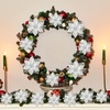 image:imageGeosar 24 Pieces Happy New Year Glitter Poinsettia Flowers Layered Artificial Flowers Wedding New Year Tree Ornaments 346 InchRose GoldSilver