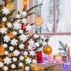 image:imageGeosar 24 Pieces Happy New Year Glitter Poinsettia Flowers Layered Artificial Flowers Wedding New Year Tree Ornaments 346 InchRose GoldWhite