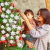 image:imageGeosar 24 Pieces Happy New Year Glitter Poinsettia Flowers Layered Artificial Flowers Wedding New Year Tree Ornaments 346 InchRose GoldWhite
