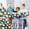 image:imageGeosar 24 Pieces Happy New Year Glitter Poinsettia Flowers Layered Artificial Flowers Wedding New Year Tree Ornaments 346 InchRose GoldWhite