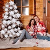 image:imageGeosar 24 Pieces Happy New Year Glitter Poinsettia Flowers Layered Artificial Flowers Wedding New Year Tree Ornaments 346 InchRose GoldWhite
