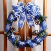 image:imageGeosar 3 Rolls 30 Yards Christmas Ribbon Wired 25 Inch Snowflake Edge Burlap Ribbon Snowdrift Wired Edge for Wrapping Wreaths Bow Tree DIY CraftsBrownBlue