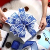 image:imageGeosar 3 Rolls 30 Yards Christmas Ribbon Wired 25 Inch Snowflake Edge Burlap Ribbon Snowdrift Wired Edge for Wrapping Wreaths Bow Tree DIY CraftsBrownBlue