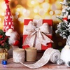 image:imageGeosar 3 Rolls 30 Yards Christmas Ribbon Wired 25 Inch Snowflake Edge Burlap Ribbon Snowdrift Wired Edge for Wrapping Wreaths Bow Tree DIY CraftsBrownSweet Style