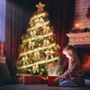 image:imageGeosar 4 Pcs 6562 ft Christmas Tree Fairy Ribbon Lights Lighted Ribbon Garland for Christmas Tree Xmas Decorations for Indoor Outdoor Party Decorations Warm WhiteGoldGold