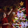image:imageGeosar 4 Pcs 6562 ft Christmas Tree Fairy Ribbon Lights Lighted Ribbon Garland for Christmas Tree Xmas Decorations for Indoor Outdoor Party Decorations Warm WhiteGoldSilver
