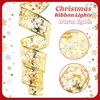 image:imageGeosar 4 Pcs 6562 ft Christmas Tree Fairy Ribbon Lights Lighted Ribbon Garland for Christmas Tree Xmas Decorations for Indoor Outdoor Party Decorations Warm WhiteGoldGold