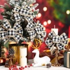 image:imageGeosar 4 Pcs Christmas Buffalo Plaid Bows Decorations 6 Inch Christmas Burlap Gingham Craft Bows Xmas Tree Decorative Wreath Decor for Crafts Xmas Party Birthday DecorBlack and WhiteClassicBlack and White