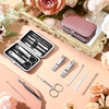 image:imageGeosar 50 Set 8 in 1 Travel Manicure Kit Bulk Professional Nail Clippers Pedicure Nail Care Tools Grooming Stainless Steel Set with Portable Travel Case Gift for Valentine Men WomenRedGlitter Pink