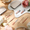 image:imageGeosar 50 Set 8 in 1 Travel Manicure Kit Bulk Professional Nail Clippers Pedicure Nail Care Tools Grooming Stainless Steel Set with Portable Travel Case Gift for Valentine Men WomenRedRose Gold