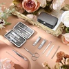 image:imageGeosar 50 Set 8 in 1 Travel Manicure Kit Bulk Professional Nail Clippers Pedicure Nail Care Tools Grooming Stainless Steel Set with Portable Travel Case Gift for Valentine Men WomenRedSliver