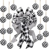 image:imageBuffalo Plaid Christmas Tree Topper Decor Wreath Bow Hanging Christmas Bow and 16 Pieces Buffalo Plaid Ball Ornament Hanging Fabric Ball13 x 299 InchWhite Black and RedWhite and Black