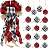 image:imageBuffalo Plaid Christmas Tree Topper Decor Wreath Bow Hanging Christmas Bow and 16 Pieces Buffalo Plaid Ball Ornament Hanging Fabric Ball13 x 299 InchWhite Black and RedWhite  Black and Red