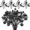 image:imageGeosar 24 Pieces Christmas Glitter Berries Stems 10 Inch Christmas Berry Picks Artificial Glittered Berries Ornaments Floral Stems for Xmas TreeHome WreathParty DecorationPurpleBlack