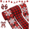 image:imageGeosar 3 Rolls 30 Yards Christmas Ribbon Wired 25 Inch Snowflake Edge Burlap Ribbon Snowdrift Wired Edge for Wrapping Wreaths Bow Tree DIY CraftsBrownFestive Style