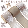 image:imageGeosar 3 Rolls 30 Yards Christmas Ribbon Wired 25 Inch Snowflake Edge Burlap Ribbon Snowdrift Wired Edge for Wrapping Wreaths Bow Tree DIY CraftsBrownSweet Style