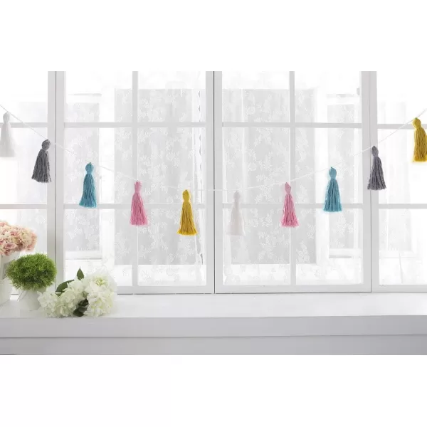 Mkono 2 Pack Tassel Garland Boho Cotton Pastel Banner for Thanksgiving Christmas Birthday Party Decor Rainbow Wall Hangings for Classroom Nursery Kids Girls Bedroom Baby Shower Wedding Decor