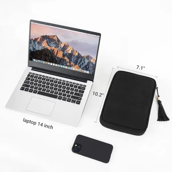 Mkono Electronics Organizer Travel Cable Cord Organizer Cotton Bag Portable AllinOne Accessories Travel Essentials Storage Case with Tassel for Cable Charger Phone USB Pouch for Women WhiteBlack