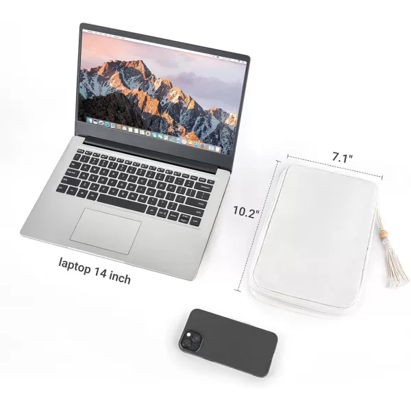 Mkono Electronics Organizer Travel Cable Cord Organizer Cotton Bag Portable AllinOne Accessories Travel Essentials Storage Case with Tassel for Cable Charger Phone USB Pouch for Women WhiteWhite