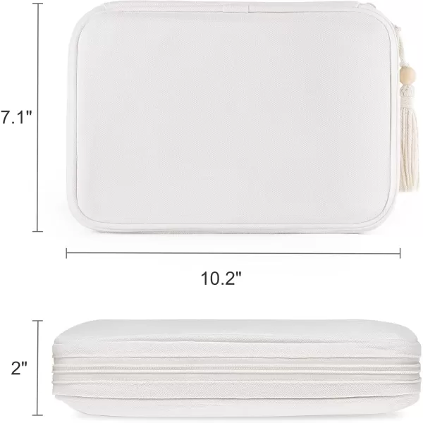 Mkono Electronics Organizer Travel Cable Cord Organizer Cotton Bag Portable AllinOne Accessories Travel Essentials Storage Case with Tassel for Cable Charger Phone USB Pouch for Women WhiteWhite