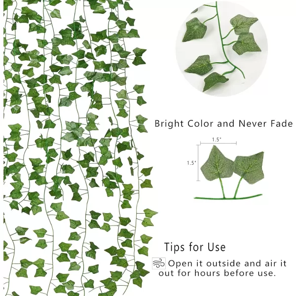 Mkono Hanging Fake Vines for Bedroom Wall Decor Artificial Plant Leaves with Wood Beads Set Indoor Greenery Ivy Garland for Living Room Apartment Wedding Party Teen Girl RoomMedium