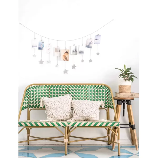 Mkono Hanging Photo Display Boho Decor Wooden Stars Garland with Metal Chains Pictures Cards Holder with 25 Wood Clips Wall Art for Room Bedroom Dorm Teen Girl Gift Ages 12 13 14 Years Old GoldSilver