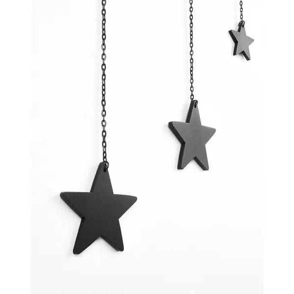 Mkono Hanging Photo Display Boho Decor Wooden Stars Garland with Metal Chains Pictures Cards Holder with 25 Wood Clips Wall Art for Room Bedroom Dorm Teen Girl Gift Ages 12 13 14 Years Old GoldBlack
