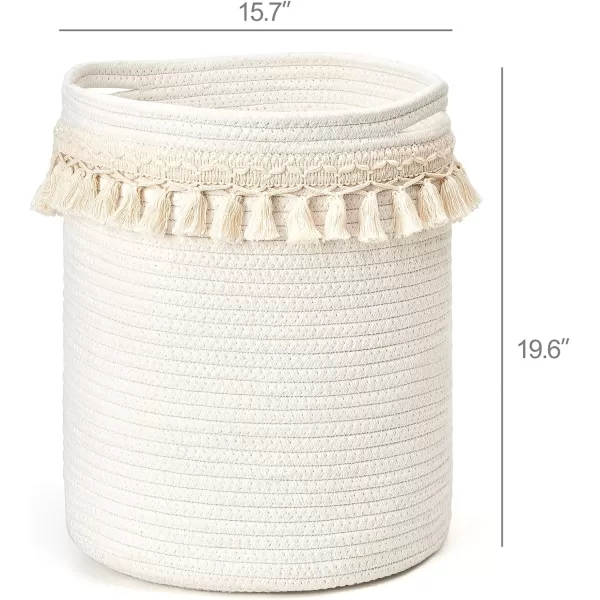 Mkono Macrame Decorative Cotton Rope Basket Boho Nursery Decor Cute Woven Tassel Closet Storage Bins Organizer for Baby ToysDiaper BlanketsMagazinePotted Plants CoverLiving RoomBedroom 15quotx14quot157x196