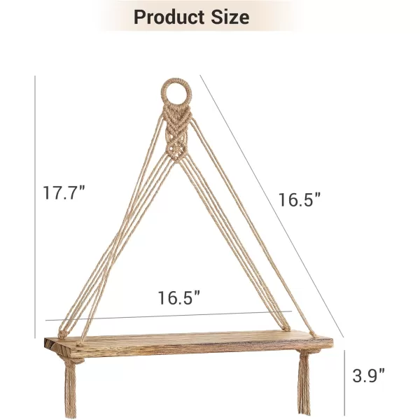 Mkono Macrame Hanging Shelves Boho Wall Decor Set of 2 Rustic Wood Floating Storage Shelf for Bedroom Bathroom Living Room Nursery Dorm Room Display Shelving for Hanging Plants PhotosBrown