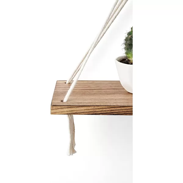 Mkono Macrame Hanging Shelves Boho Wall Decor Set of 2 Rustic Wood Floating Storage Shelf for Bedroom Bathroom Living Room Nursery Dorm Room Display Shelving for Hanging Plants PhotosWhite