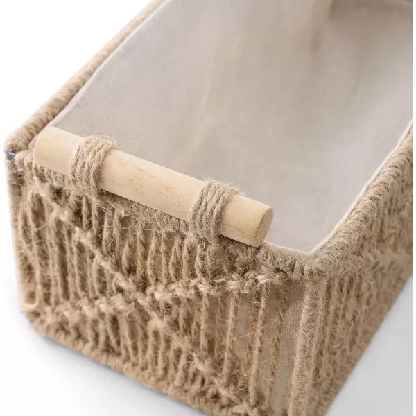 Mkono Macrame Storage Baskets Boho Decor Box Handmade Woven Decorative Countertop Toilet Tank Shelf Cabinet Organizer for Bedroom Livingroom Home Set of 2 IvoryBrown