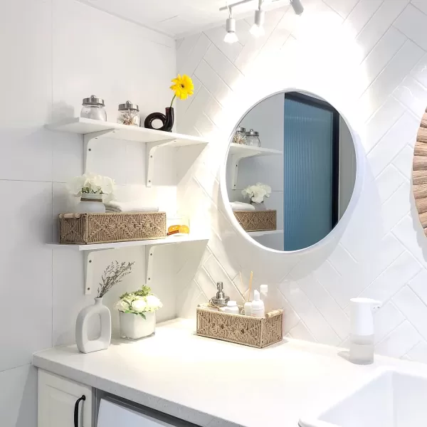 Mkono Macrame Storage Baskets Boho Decor Box Handmade Woven Decorative Countertop Toilet Tank Shelf Cabinet Organizer for Bedroom Livingroom Home Set of 2 IvoryBrown