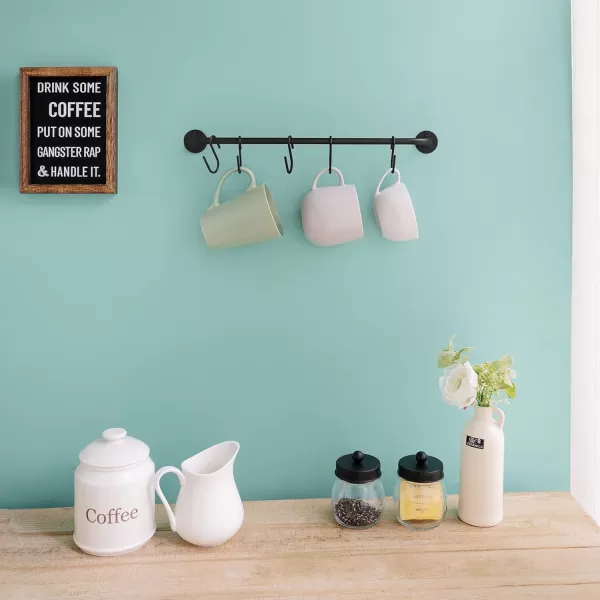 Mkono Mug Holder Wall Mounted Coffee Cup Rack Hanger Modern Metal with 10 Mug Hooks Rustic Utensil Tea Cups Storage Organizer for Kitchen Dining Room Coffee Bar Set of 2 BlackBlack
