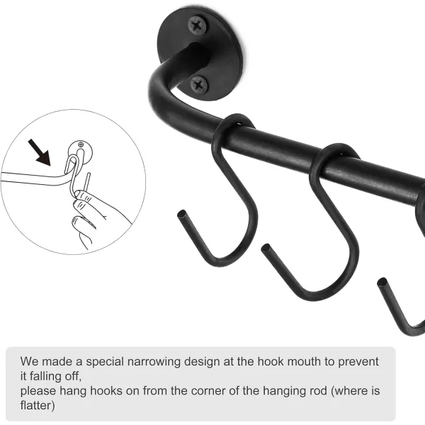 Mkono Mug Holder Wall Mounted Coffee Cup Rack Hanger Modern Metal with 10 Mug Hooks Rustic Utensil Tea Cups Storage Organizer for Kitchen Dining Room Coffee Bar Set of 2 BlackBlack