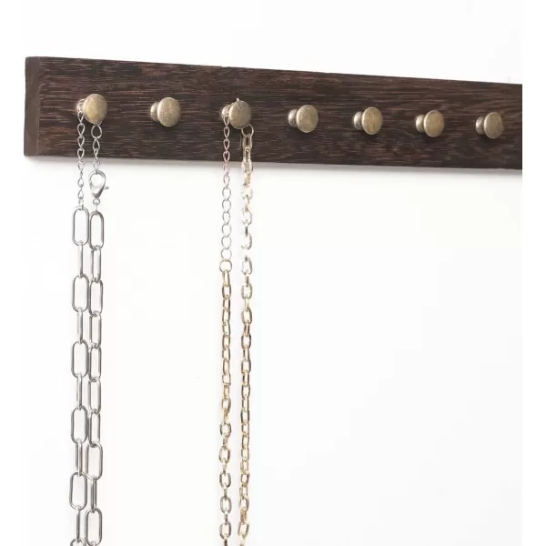 Mkono Necklace Holder Wall Mounted Set of 2 Rustic Wood Necklaces Hanger Jewelry Organizer Hanging with 20 Metal Round Hooks Jewelry Hooks for Necklaces Bracelets Chains KeysWhiteBrown