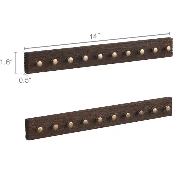 Mkono Necklace Holder Wall Mounted Set of 2 Rustic Wood Necklaces Hanger Jewelry Organizer Hanging with 20 Metal Round Hooks Jewelry Hooks for Necklaces Bracelets Chains KeysWhiteBrown