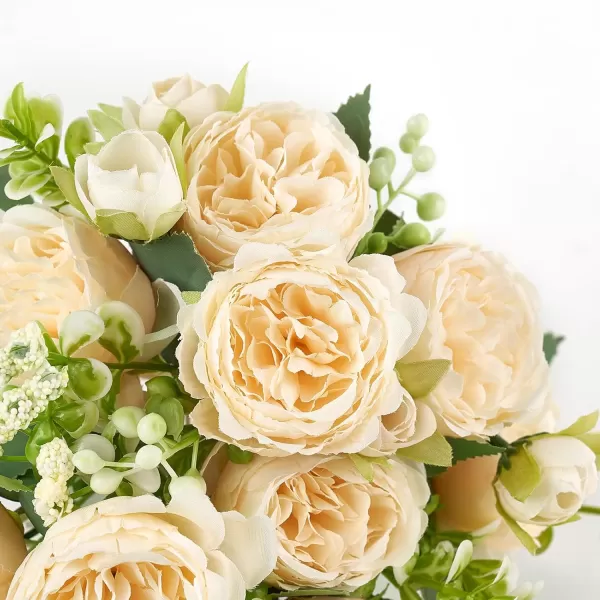 Mkono Peonies Artificial Flowers Small Silk Flowers for Home Decor Indoor 2 Bundles Fake Bouquet Faux Floral Arrangements Dining Table Centerpieces for Kitchen Bridal Wedding Party Decor PinkChampagne