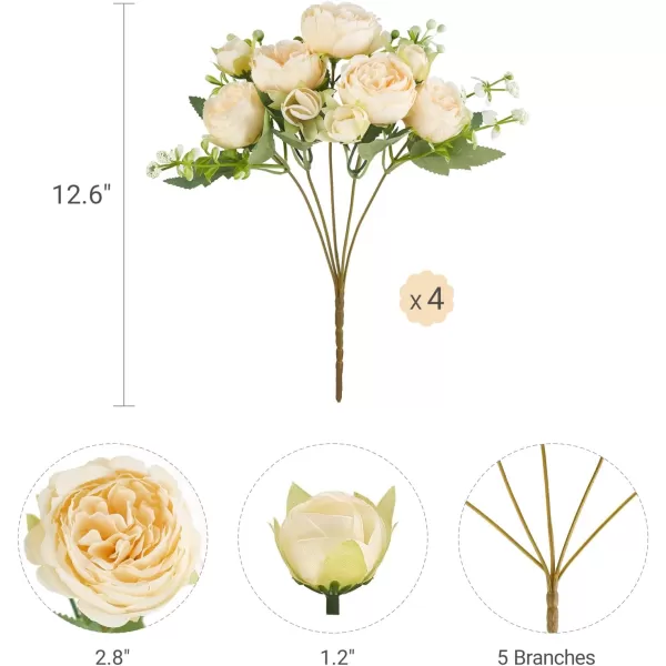 Mkono Peonies Artificial Flowers Small Silk Flowers for Home Decor Indoor 2 Bundles Fake Bouquet Faux Floral Arrangements Dining Table Centerpieces for Kitchen Bridal Wedding Party Decor PinkChampagne