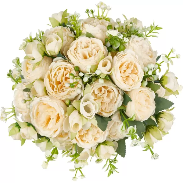 Mkono Peonies Artificial Flowers Small Silk Flowers for Home Decor Indoor 2 Bundles Fake Bouquet Faux Floral Arrangements Dining Table Centerpieces for Kitchen Bridal Wedding Party Decor PinkChampagne