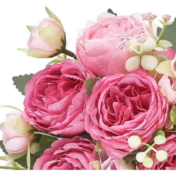 Mkono Peonies Artificial Flowers Small Silk Flowers for Home Decor Indoor 2 Bundles Fake Bouquet Faux Floral Arrangements Dining Table Centerpieces for Kitchen Bridal Wedding Party Decor PinkMixed Pink
