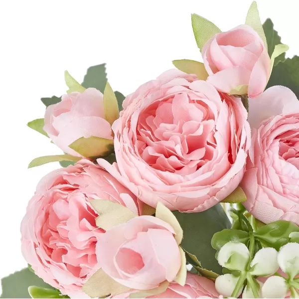 Mkono Peonies Artificial Flowers Small Silk Flowers for Home Decor Indoor 2 Bundles Fake Bouquet Faux Floral Arrangements Dining Table Centerpieces for Kitchen Bridal Wedding Party Decor PinkPink