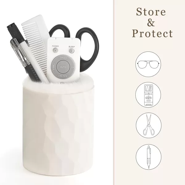 Mkono Plush Lined Eyeglasses Holder Protective Glasses Holder Stand Case Antiscratch Glasses Storage OrganizerIvory