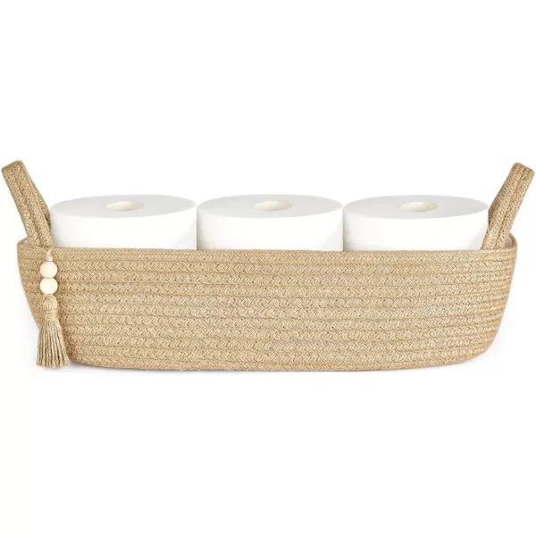 Mkono Small Storage Basket for Toilet Tank Top Boho Bathroom Decor Woven Rope Toilet Paper Tray Back of Toilet Organizer for Shelf Bedroom Living Room Black and White 1 Pack 13quot L x 6quot WBrown