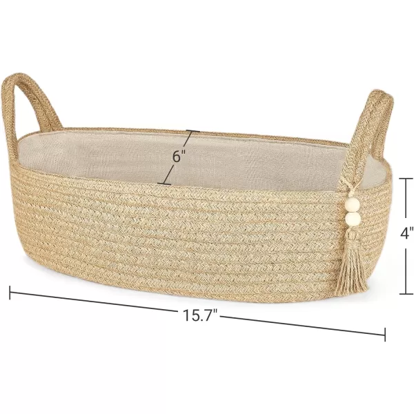 Mkono Small Storage Basket for Toilet Tank Top Boho Bathroom Decor Woven Rope Toilet Paper Tray Back of Toilet Organizer for Shelf Bedroom Living Room Black and White 1 Pack 13quot L x 6quot WBrown