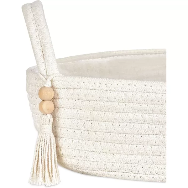 Mkono Small Storage Basket for Toilet Tank Top Boho Bathroom Decor Woven Rope Toilet Paper Tray Back of Toilet Organizer for Shelf Bedroom Living Room Black and White 1 Pack 13quot L x 6quot WWhite