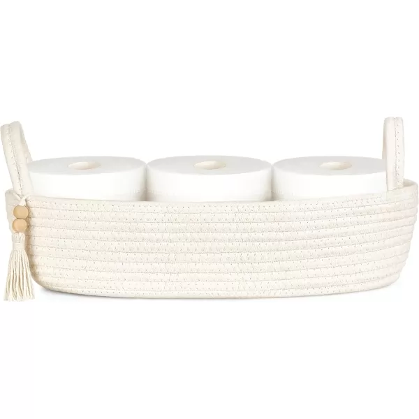 Mkono Small Storage Basket for Toilet Tank Top Boho Bathroom Decor Woven Rope Toilet Paper Tray Back of Toilet Organizer for Shelf Bedroom Living Room Black and White 1 Pack 13quot L x 6quot WWhite