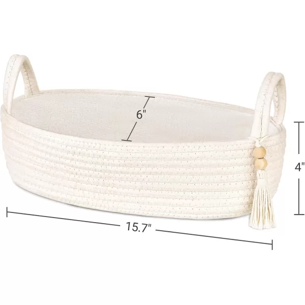 Mkono Small Storage Basket for Toilet Tank Top Boho Bathroom Decor Woven Rope Toilet Paper Tray Back of Toilet Organizer for Shelf Bedroom Living Room Black and White 1 Pack 13quot L x 6quot WWhite