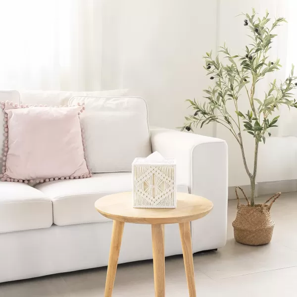 Mkono Tissue Box Cover Macrame Square OpenBottom Tissue Box Holder Boho Decor Tissue Organizer Bohemian Handmade Woven Tissue Cube Box for Bathroom Bedroom Dresser Living Room Office Dorm