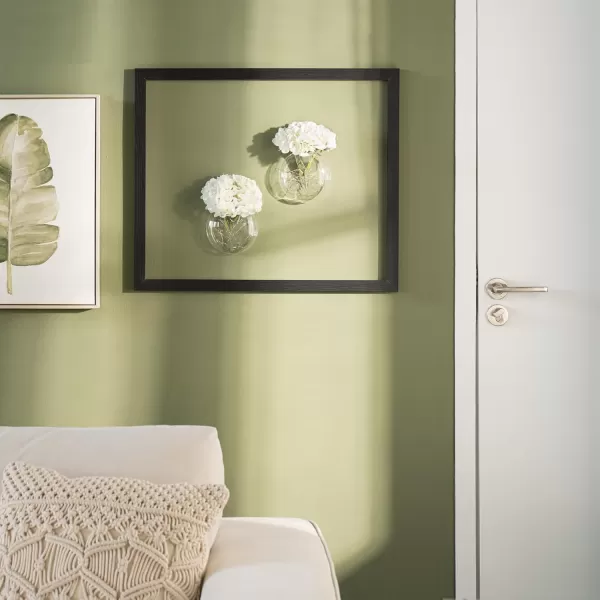 Mkono Wall Decor with White Artificial Hydrangea Flowers and Fairy Light 2 Packs Glass Wall Planter Vase Modern Wall Sconces for Living Room Bedroom Kitchen Home Office Farmhouse Decoration
