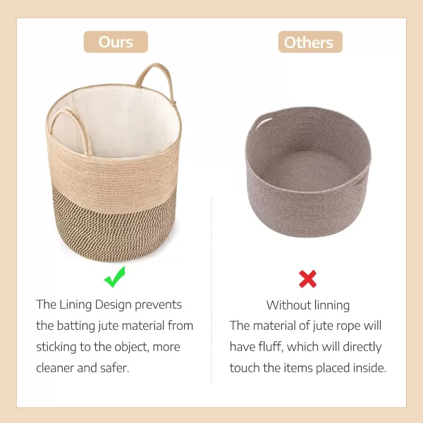 Mkono Woven Storage Basket Decorative Natural Rope Basket Wooden Bead Decoration for BlanketsToysClothesShoesPlant Organizer Bin with Handles Living Room Home Decor Jute 16quot W  138quotLYellow and Black